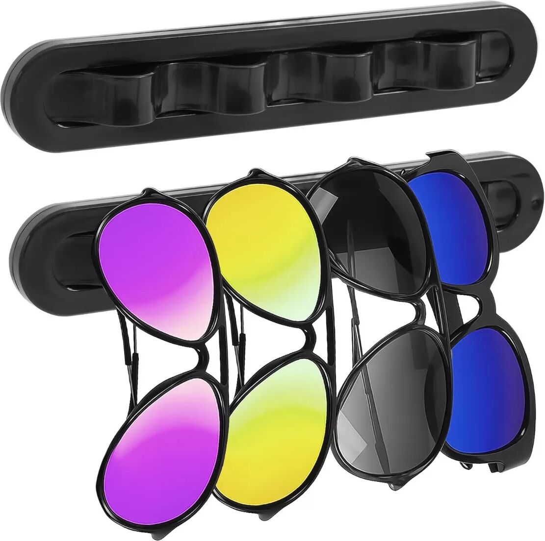 INF 2er-Pack Wandmontierter Wellen-Sonnenbrillenhalter, Brillen-Organizer Schwarz