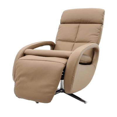 Mendler Relaxsessel HWC-L11, Design Fernsehsessel TV-Sessel Liegesessel, Liegefunktion drehbar, Voll-Leder ~ taupe