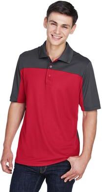 CORE365 CE101 Men's Balance Colorblock Performance Piqué Polo Shirt in Classic Red/Carbon size 2XL   Polyester