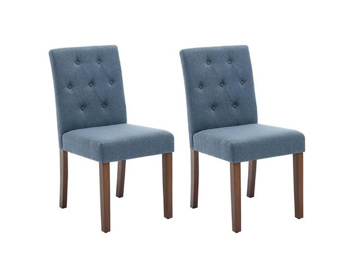AFF CHAISE-Lot de 2 Chaise de salle à manger Moderne Haut Dossier chaise cuisine Assise rembourrée Pieds Bois Massif Bleu