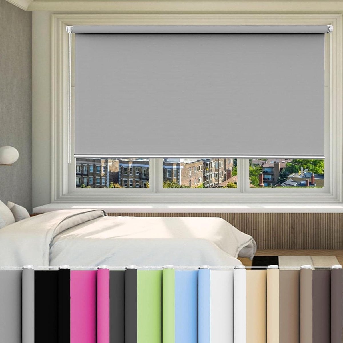 Verduisterend textiel rolgordijn grijs - 65 x 150 cm