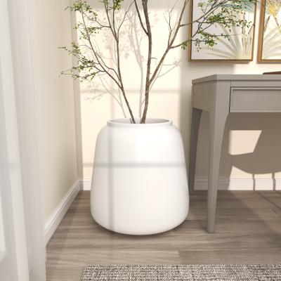 ARCILLA ELEMENTAL White Resin Short Wide Round Floor Decorative Vase