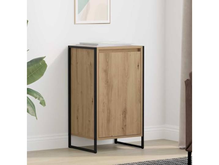 HEFZGDB Modernes Sideboard mit Stahlbeinen für Wohnzimmer - Funktionales für Moderne Einrichtung - Stabiles mit Stauraum für Deko und Bücher - Industrie-Sideboard Schwarz