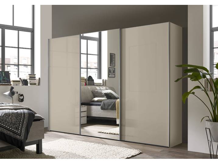 Schwebetürenschrank STAUD Select , sandglas, B:249cm H:222cm T:68cm, Holzwerkstoff, Schränke, Schwebetürenschrank, Türen mit Soft-Close-Funktion