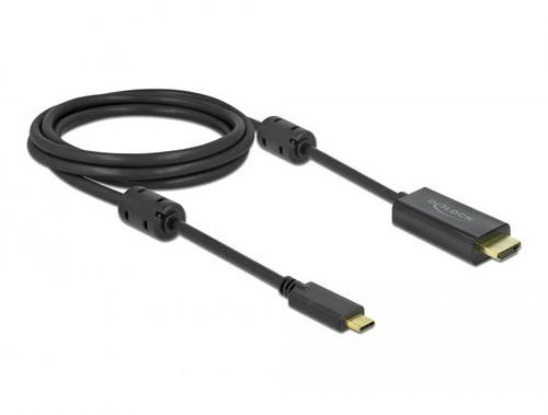 Delock HDMI / USB Anschlusskabel USB-C Stecker, HDMI-A Stecker 2m Schwarz 85970 vergoldete Steckkontakte, 4K UHD USB-C Kabel
