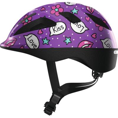 Kinderfahrradhelm ABUS "SMOOTY 2.0" Gr. S, rosa (lila kisses), Helme, Kinder, S Kopfumfang: 45cm - 50cm