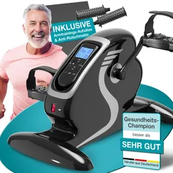 ELONEO 2in1 Arm- und Beintrainer, Elektro-Mini-Heimtrainer 3.0, Pedealtrainer mit Motor, inkl. Trainingsdisplay, Massage-Handgriffe Anti-Rutschmatt