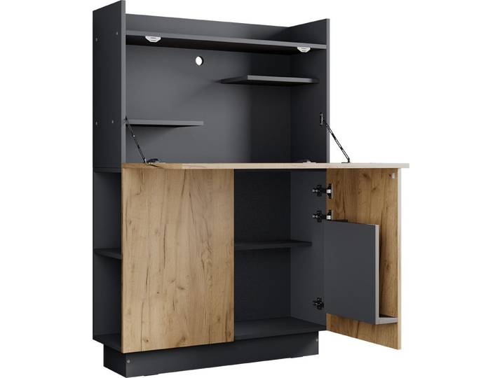 Secrétaire bureau Vicco Alena Anthracite/chêne doré 85x28.6cm\, Model 57833