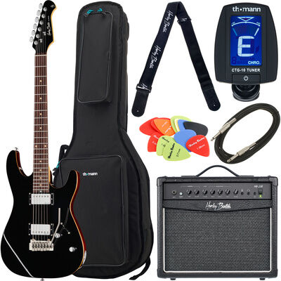 Harley Benton Fusion-III HH EB BK Bundle Gloss Black