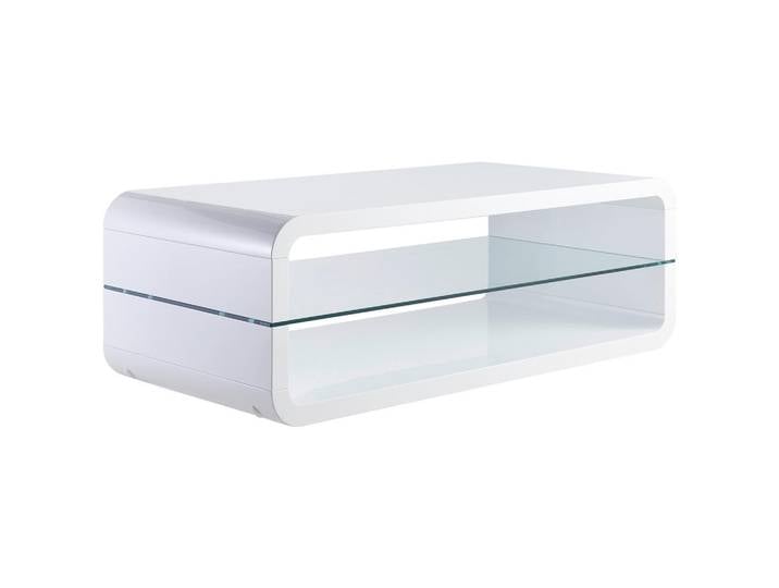 Carryhome Couchtisch, Weiß Hochglanz, Glas, rechteckig, 60x40x120 cm, Wohnzimmer, Wohnzimmertische, Couchtische, Couchtische Glas