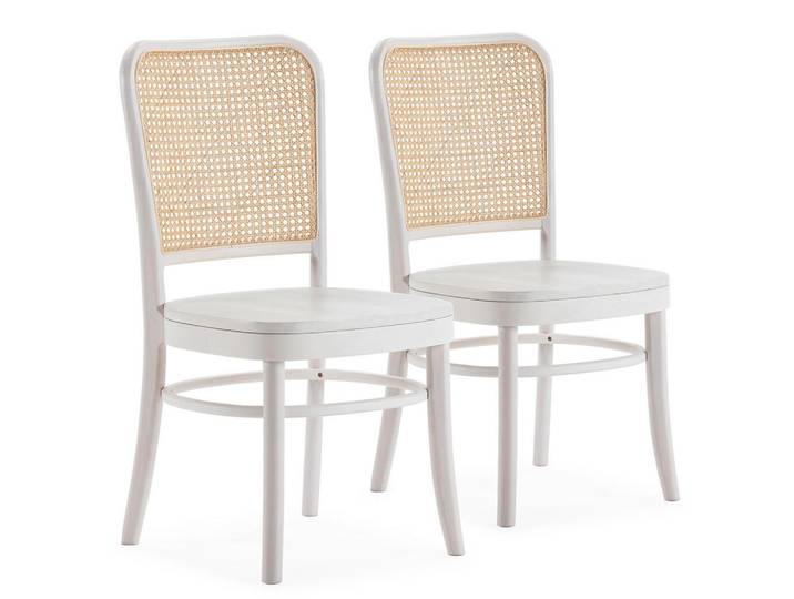 VS Venta-stock Stuhl-Set 2 Vesta weiße, Massivholz, Weiß, Holz, 45x88x51 cm, Esszimmer, Stühle