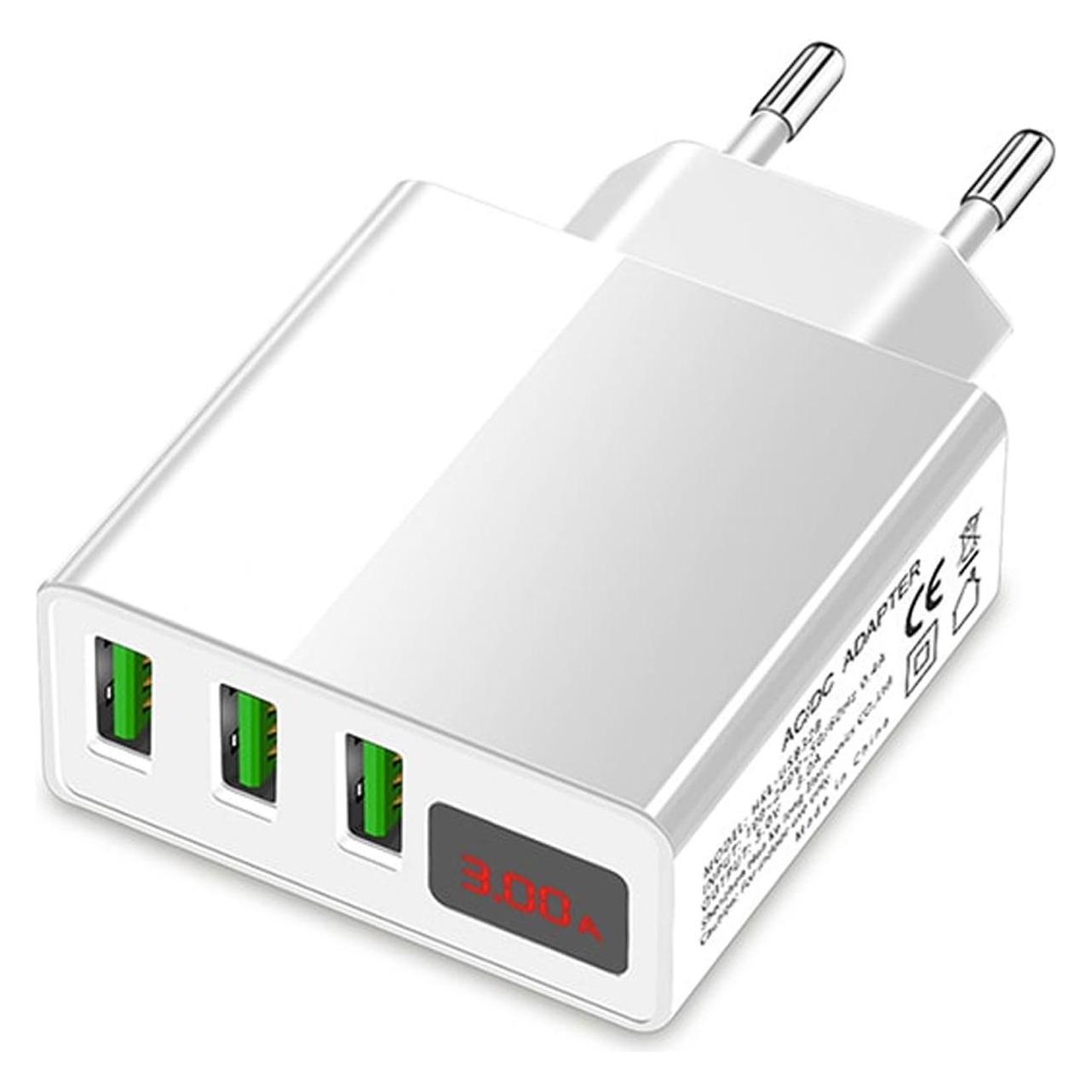Eaxus USB-Ladegerät 3-Fach mit Spannungsanzeige (15 W, 3 Ports) (85760)