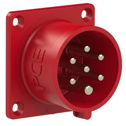 PCE 617-6v CEE-Anbaugerätestecker gerade (70x70mm) 16A 7p 6h IP44/IP54 6176v
