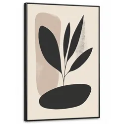 LEINWAND Bilder mit Rahmen - Pflanze - Beige - Japanisch - 80x120
