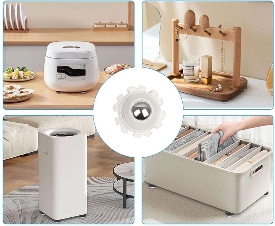 INF Lenkrollen 4er-Set mit Klebepads kompatibel mit 3M und Schrauben - ABS & Edelstahl, leiser 360° Schwenk, tragfähig Weiß