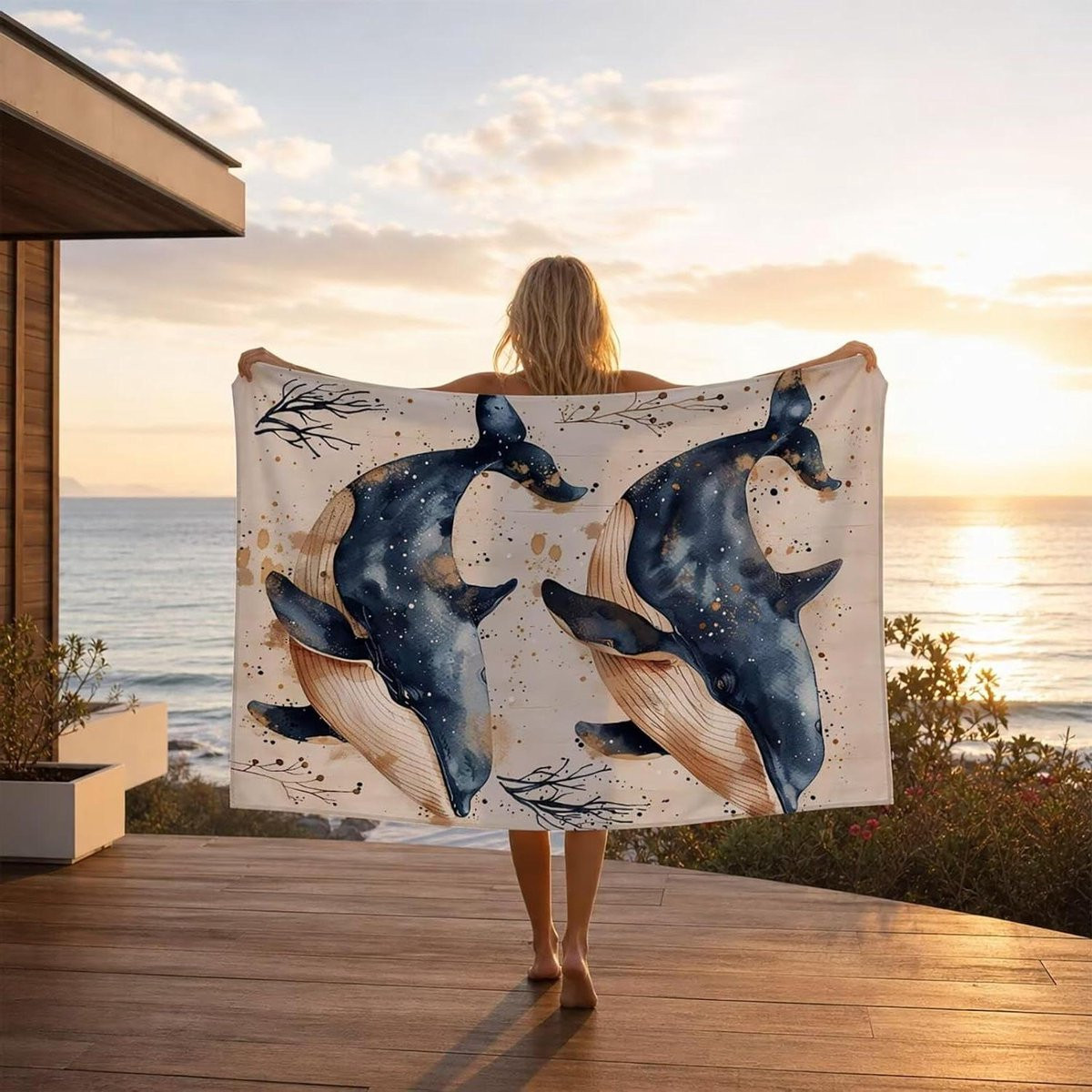 Strandlaken Extra Groot met Vis Print - Sneldrogend en Zandbestendig - 381 x 101,6 cm