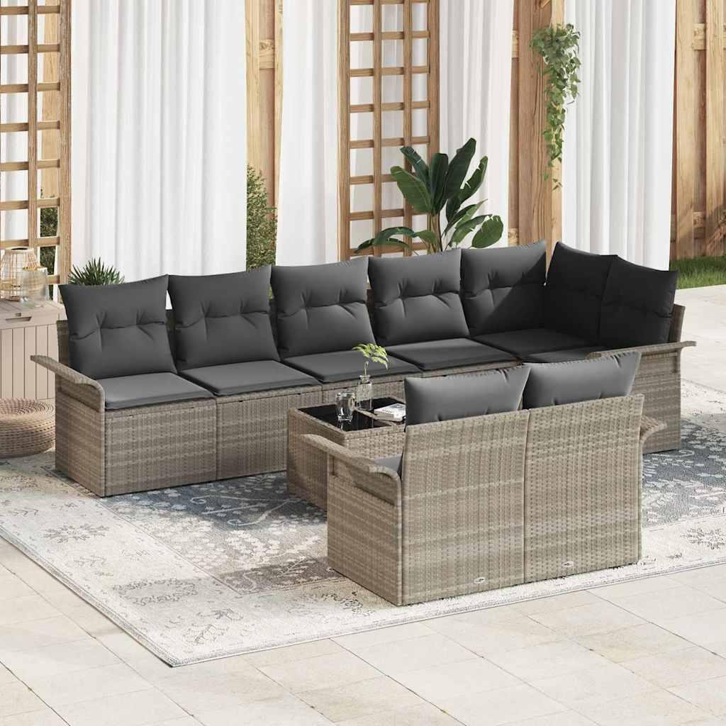 Maison Exclusive Prolenta Set van 9 tuinbanken, lichtgrijs, polyrotan
