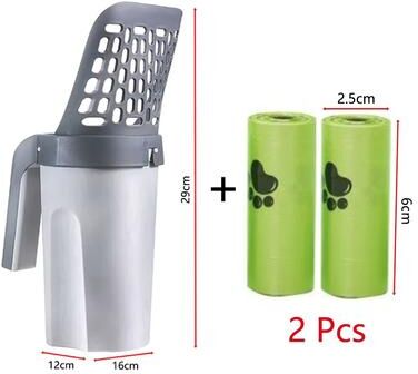 Inspired Finds Premium Cat Litter Shovel Scoop Self Cleaning Pet Toilet & Garbage Picker with 2 Rolls Of Bag