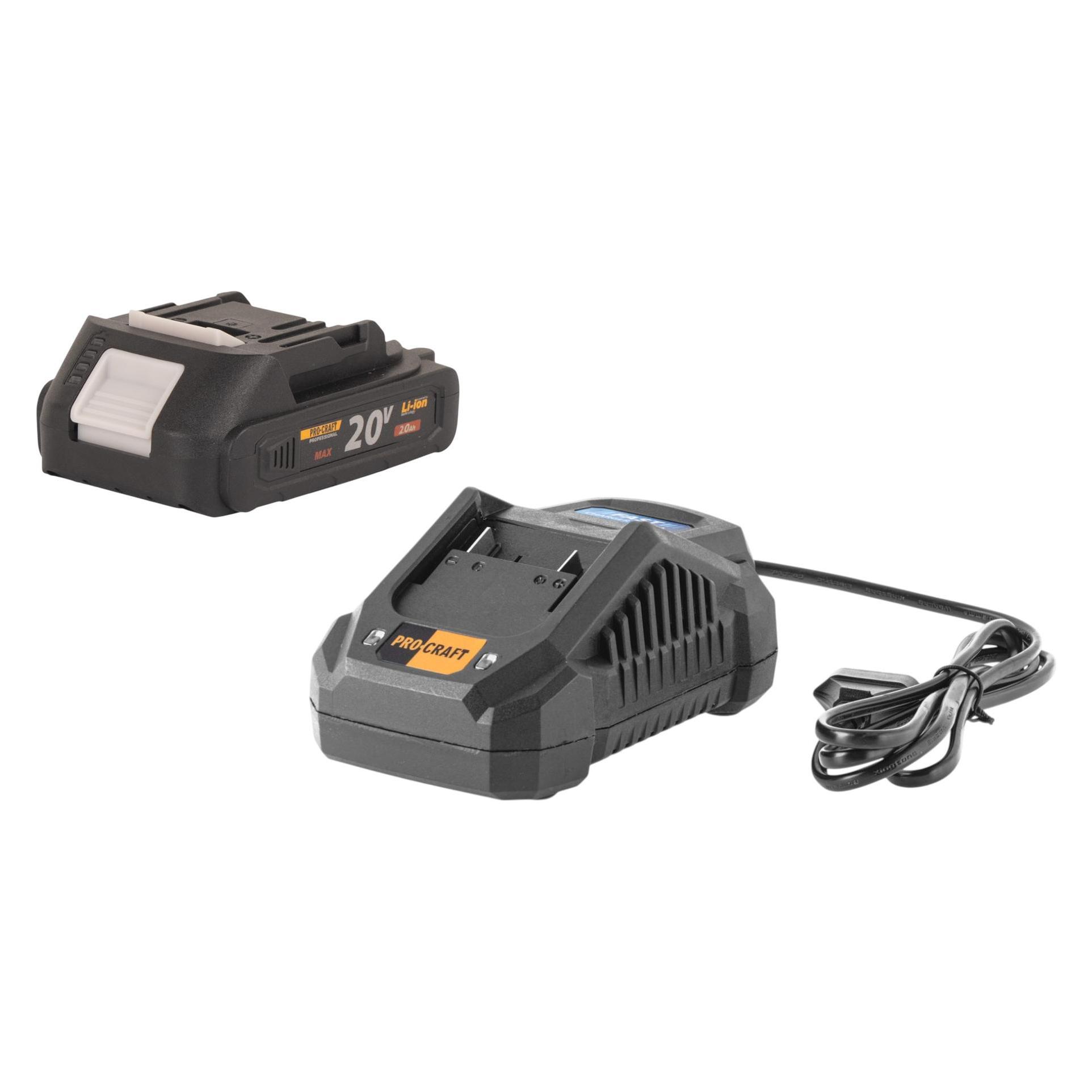 Procraft Starter Set 20 V 20/4A Schnell Ladegerät + 1x 20/2A Akku 2,0 Ah (20 V) (69701702)