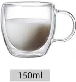 Inspire Select Double Wall Transparent Borosilicate Glass Coffee Cup Insulated Espresso & Milk Mug 5.1 Fl Oz