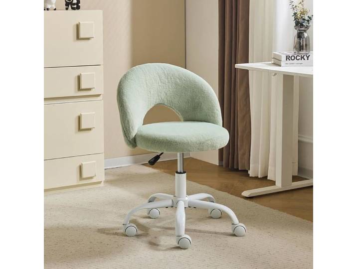VINGLI Chaise de Bureau Esthétique sans Accoudoirs Petite Chaise Confortable Fauteuil de Coiffeuse avec Support Lombaire Vert