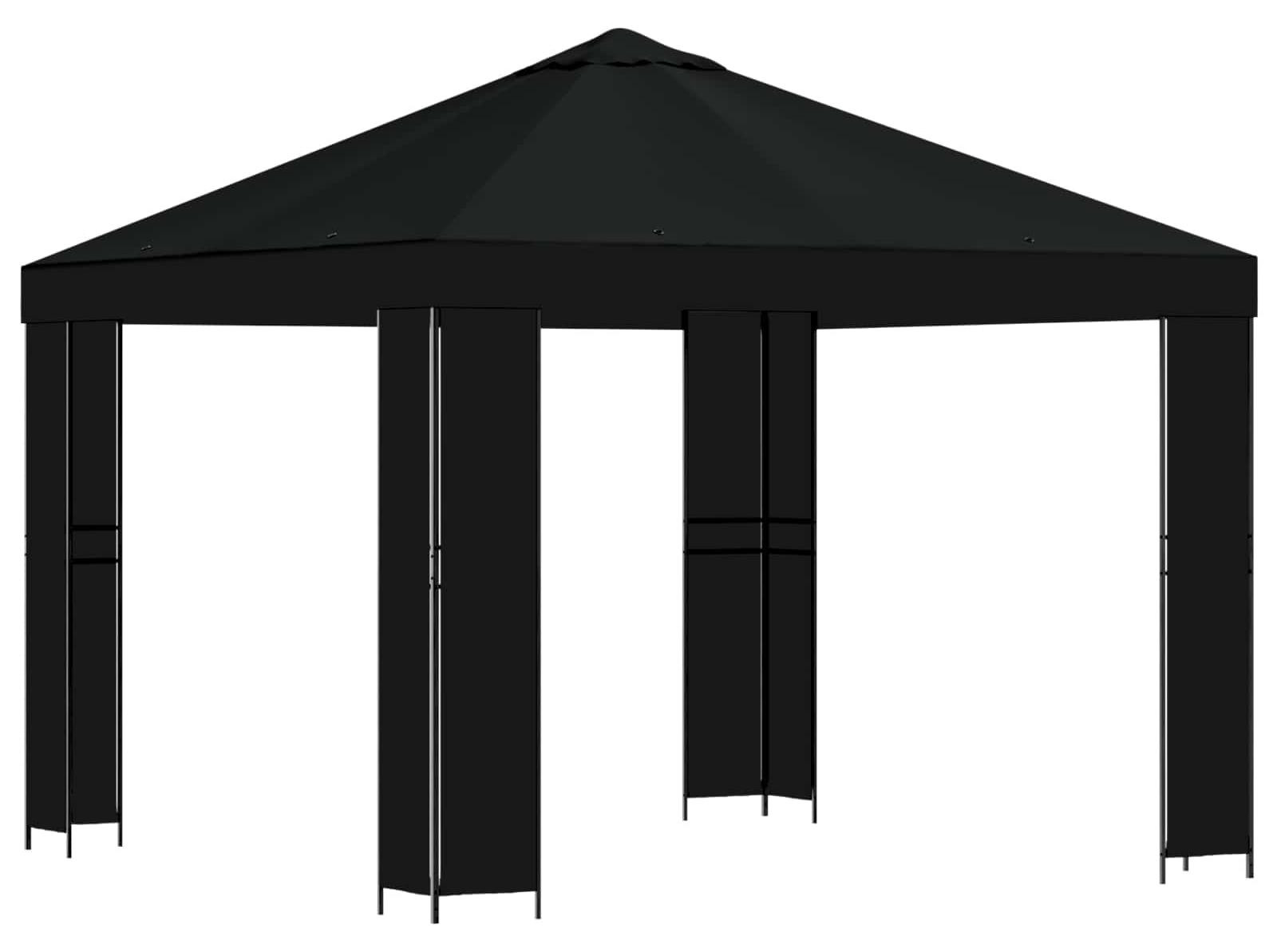 vidaXL Pavillon zwart van polyester en staal, 3 x 3 meter