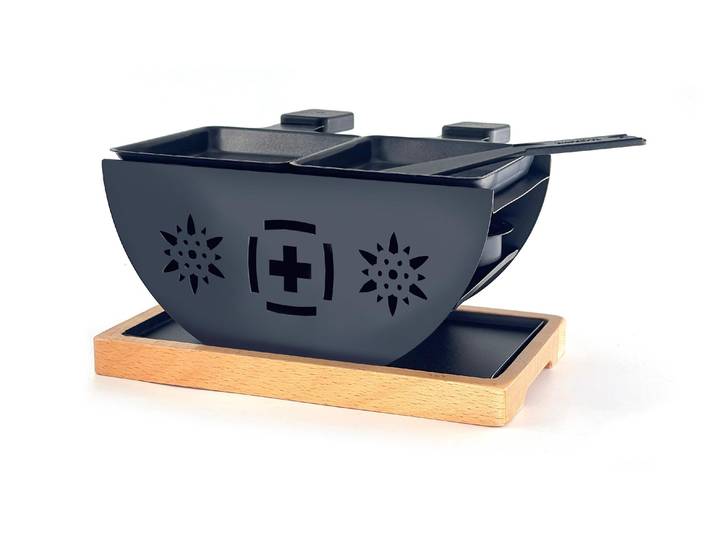 Raclette Heidi Cheese Line FLOWER 2p , schwarz, B:20cm H:11cm T:12cm, Raclettes, Raclette