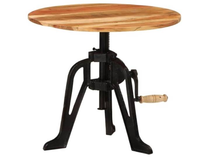 KLGBNCVE Beistelltisch 60x(42-62) cm Massivholz Akazie und Gusseisen Akazienholz Naturmaterial, robuste Ablageflaeche, Gusseisen Standfuss, Wohnzimmer Deko, verstellbare Hohe