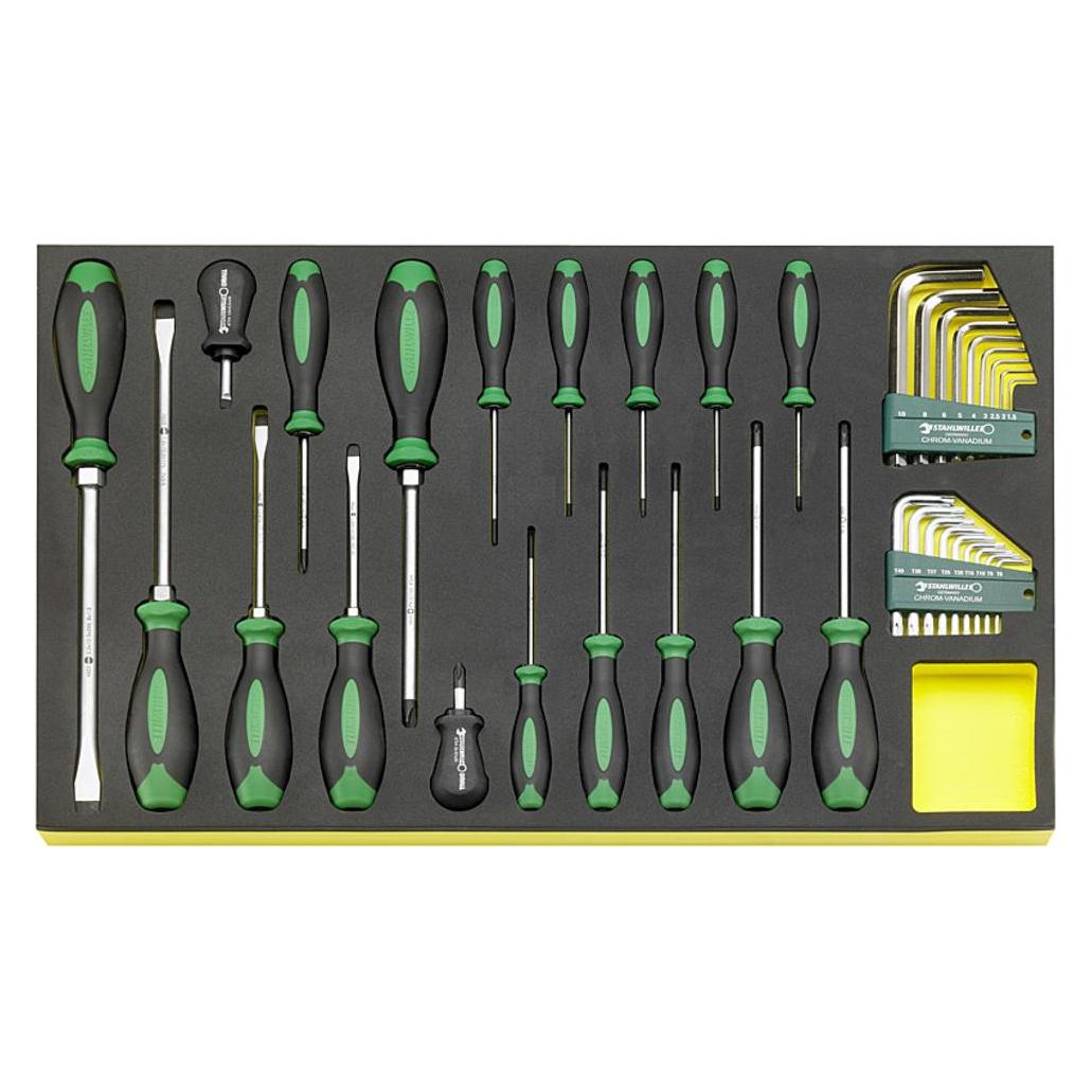 Stahlwille TCS 4622/4650+10760+10766 Schraubendrehersatz DRALL+ in TCS Einlage (Schlitz) (96831196)