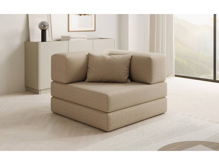 Designer Sofa-Sessel Lazy in Bouclé - Beige - Bouclé - Luxusbetten24