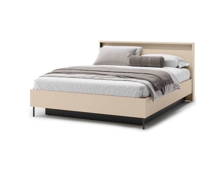 Trend Bett 160x200 cm geriffelt mit Stauraum und Beleuchtung