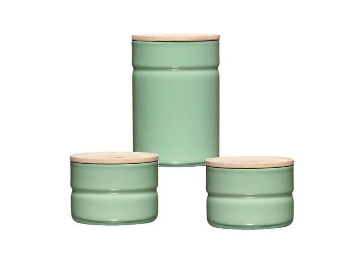 Riess Vorratsdosenset Serve + Store Kitchenmanagement Green, Eschefarben, Holz, 3-teilig, Esche, 0.230 l, hitzebeständig, lebensmittelecht, stapelbar, Küchenzubehör, Vorratsbehälter, Vorratsdosen