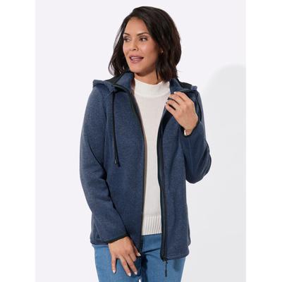 Fleecejacke CASUAL LOOKS, Damen, Gr. 44, blau (jeansblau, meliert), 100% Polyester, meliert, Jacken Fleecejacke