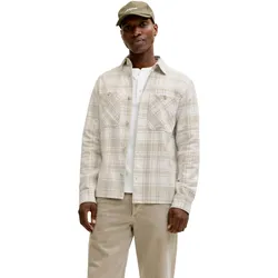 Jack & Jones Herren Freizeit Hemd JPRBLURAYLE LINEN BL.CHECK LS - Regular Fit - 12291953 Moonstruck REGULAR FIT - S
