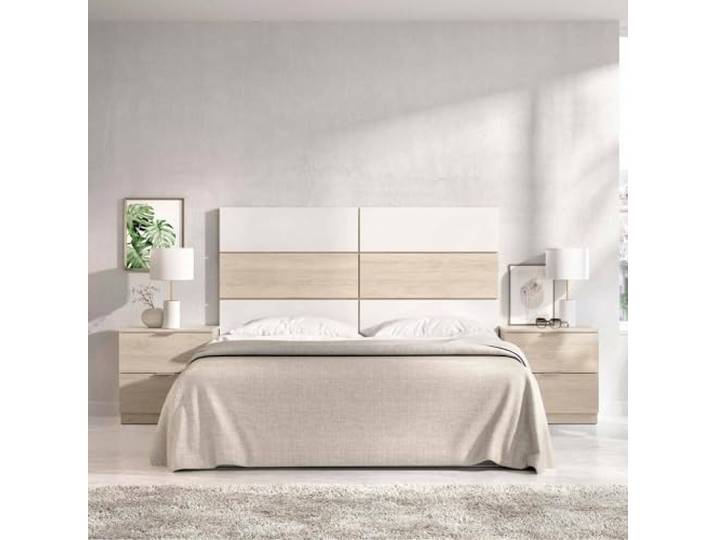 Dmora - KopfteilBelfiore, Kopfende, Bettkopfteil, Kopfbrett, 259x34 h122 cm, Weiß und Eiche