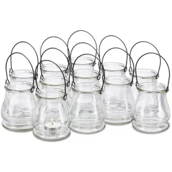 Relaxdays 96 x Windlicht Glas Schwarz,Transparent