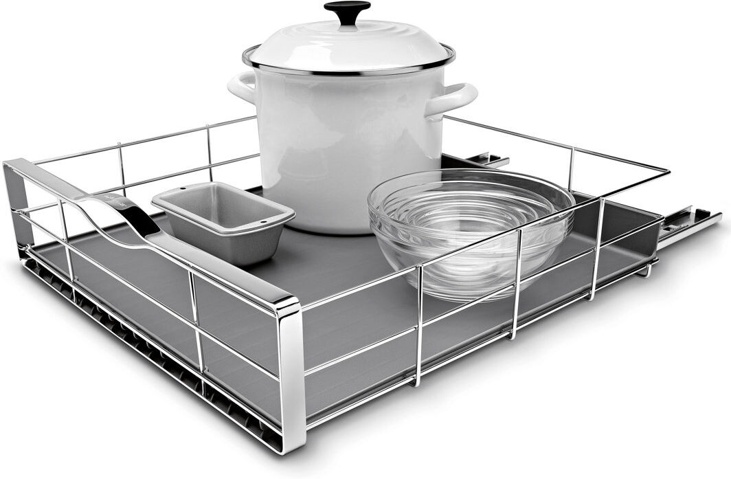 simplehuman 50.2cm pull-out cabinet kitchen cupboard organiser, grey plastic with heavy-gauge steel frame Stainless Steel;Configurable / Modular;Retractable;Konfigurierbar/Modular;Einziehbare Tür 15.24cm H X 50.29cm W X 50.8cm D
