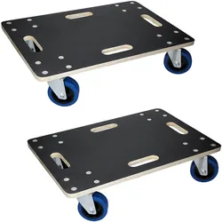 TRANSPORTROLLER 2er Set mit 4 Rollen 40x60 cm Traglast 800kg Siebdruck Holzplatte Schwarz