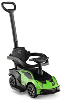 Costway 3-in-1 Licensed Lamborghini Ride on Push Car with Handle Guardrail-Green