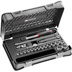Facom, Steckschlüssel + Stecknuss, Steckschlüsselsatz, 20teilig, 3/8 Zoll, Vierkant