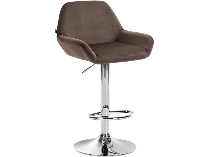 Tabouret de bar velours ajustable pivotant samt marron