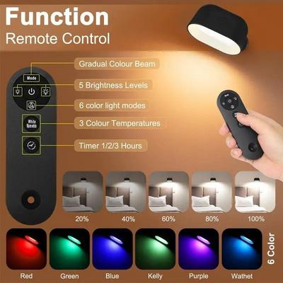Uplift Picks KFV Rotating Magnetic Rechargeable Wall Light With Remote black 0 5 W