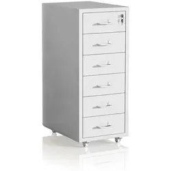 Relaxdays Abschließbarer Rollcontainer aus Metall Weiß,Silber