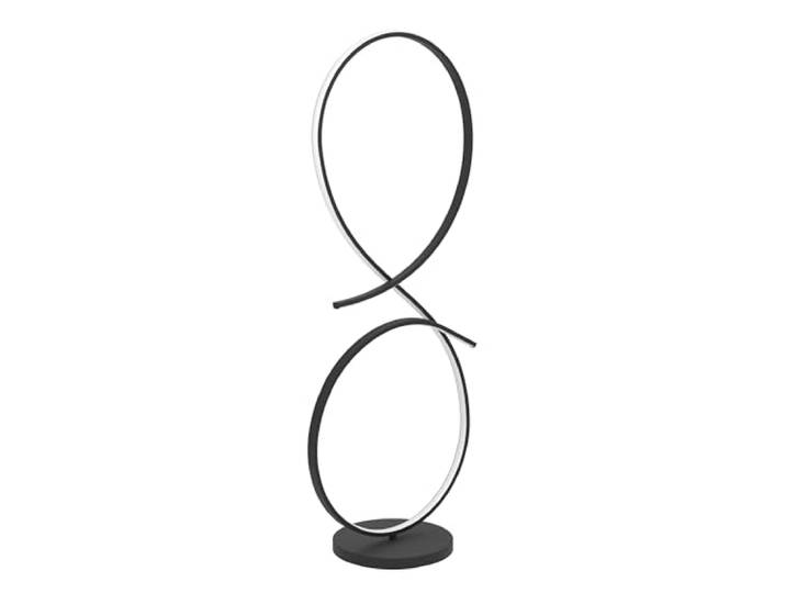 Eglo Lampadaire sur pied LED Serpins\, lampe de salon courbé\, luminaire intérieur en métal noir\, avec interrupteur à pied\, blanc chaud\, 107 cm