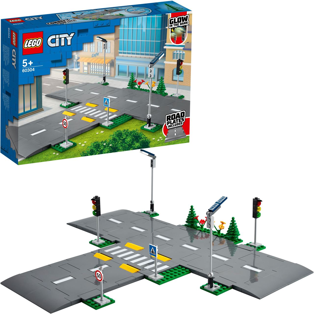 LEGO City 60304 Straßenkreuzung mit Ampeln, im Dunkeln leuchtende Steine