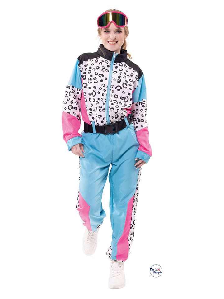 Party x People 2tlg. Kostüm "Skioverall" in Hellblau/ Pink/ Weiß - L