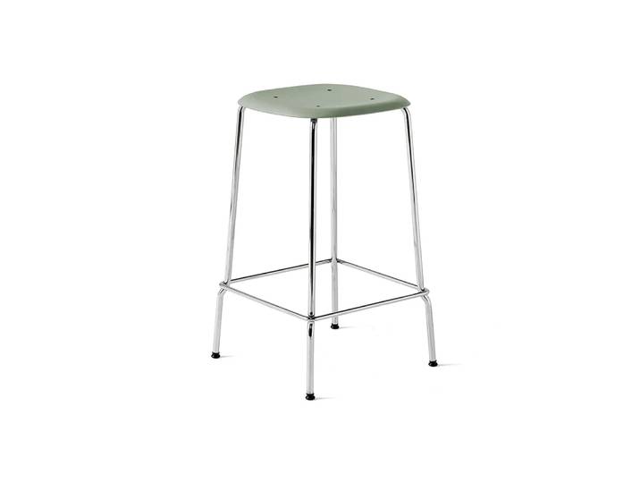 HAY Soft Edge 30 Low Barhocker Dusty green- Chromgestell