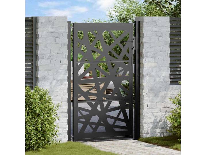 vidaXL Gartentor Schwarz 100x150 cm Stahl Leichtes Design