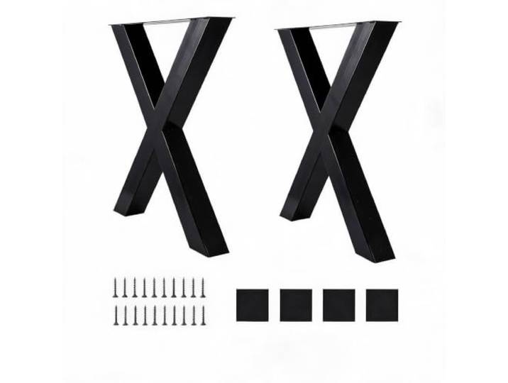 Garvee 2er Set Tischbeine x-Form, Metall Tischkufen Schwarz Für DIY Stabile X-Geometrie für maximale Wackelfreiheit Massiver Qualitätsstahl mit langlebiger Pulverbeschichtung