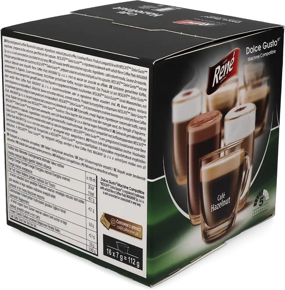 Café René   Café Noisette - 16 Capsules de café pour Dolce Gusto - Café noir - Café Noisette - Compatible Dolce Gusto